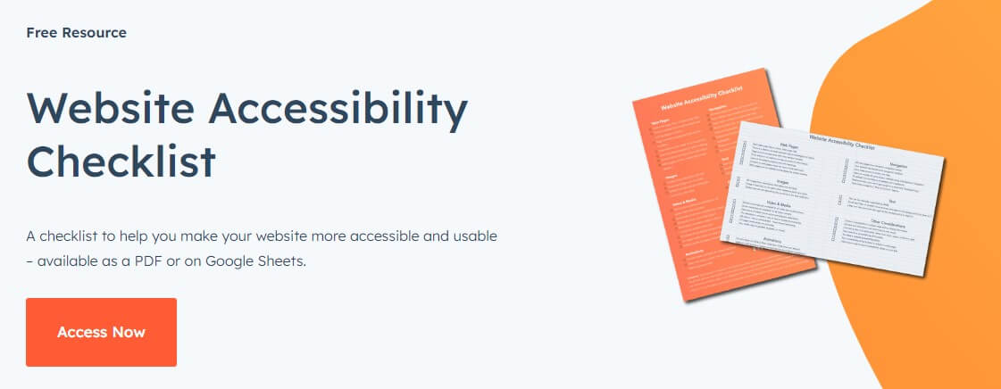  accessability checklist by HubSpot / lista kontrolna dostępności od Hubspot